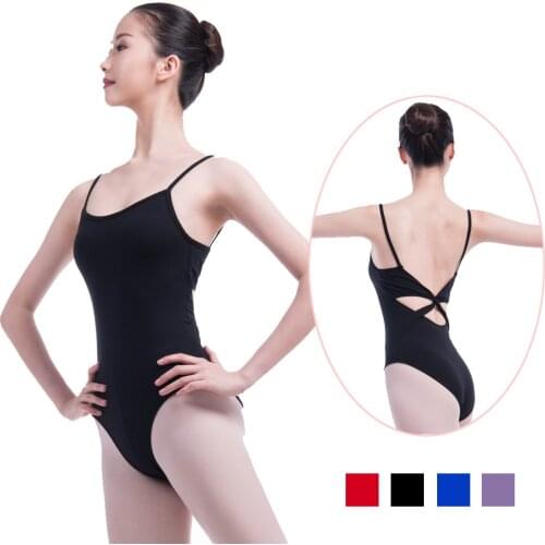 Adult Ballet Dance Leotards For Women Black Cotton Gymnastics Leotard Girls Camisole Cross Back Ballet Bodysuit Dance Clothes
