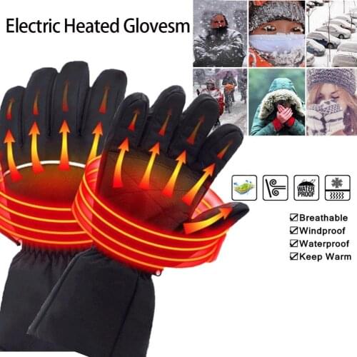 Winter Warm Rechargeable Electric Battery Heated Gloves for Motorcycle Outdoor Heated Thermal Gloves Heated Ski Gloves
