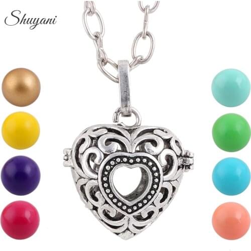 10pcs/lot Heart Pendant Necklace Pregnancy Chime Ball Harmony Bola Pendant Wishing Ball Pregnant Women Gift Baby Angel