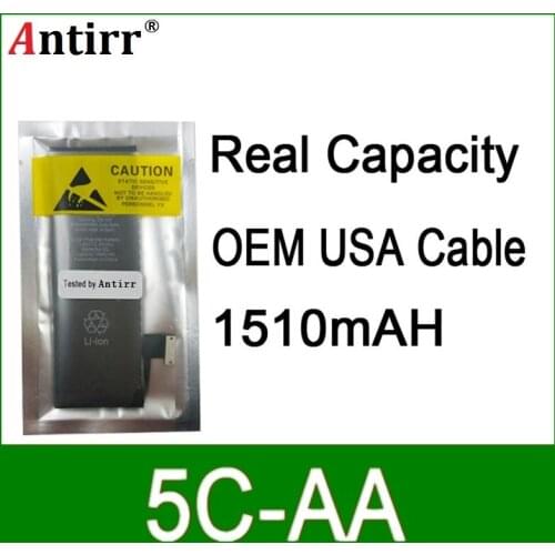 10pcs/lot Real Capacity China Protection board 1510mAh 3.7V Battery for iPhone 5C zero cycle replacement repair parts 5C-AA