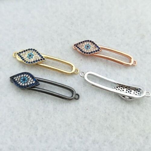 10 Pieces CZ zircon Micro Pave Lucky eyes Connector,Double Bails Beads Charm,for DIY Bracelets Jewelry Finding CT382
