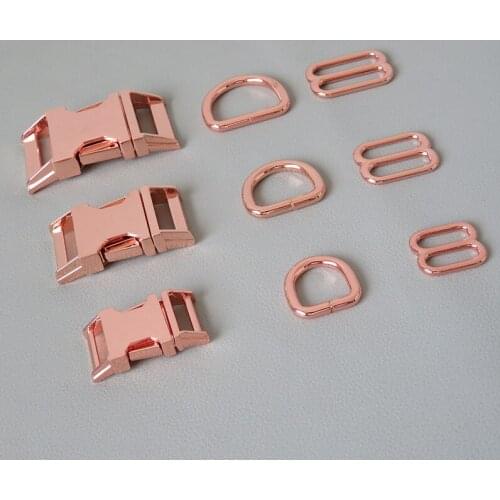 100Sets/Lot Wholesale Webbing Straps Metal Buckles D Half Ring Adjuster For Dog Collar Harness Belt Loop DIY Accessory Hardware