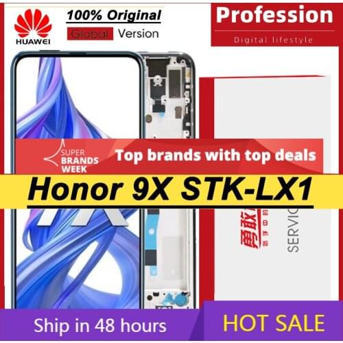 100% Original 6.59'' Display with frame for Huawei Honor 9X STK-LX1 LCD Touch Screen Digitizer Honor 9X premium Global Edition