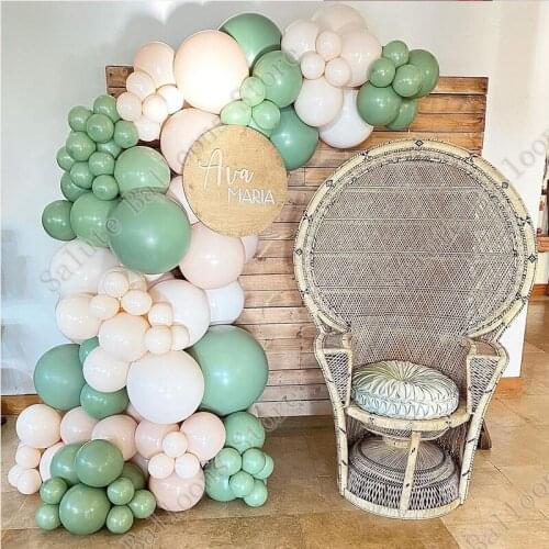 100PCS Double Cream PeachBalloons Garland Wedding Decoration Avocado Green Ballon Arch Shower Biryhday Anniversary Party Decor