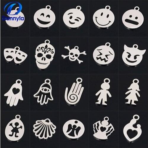 100pcs/lot Wholesale Stainless Steel Double Side Polishing Mix Style Charms Pendant DZ41-60