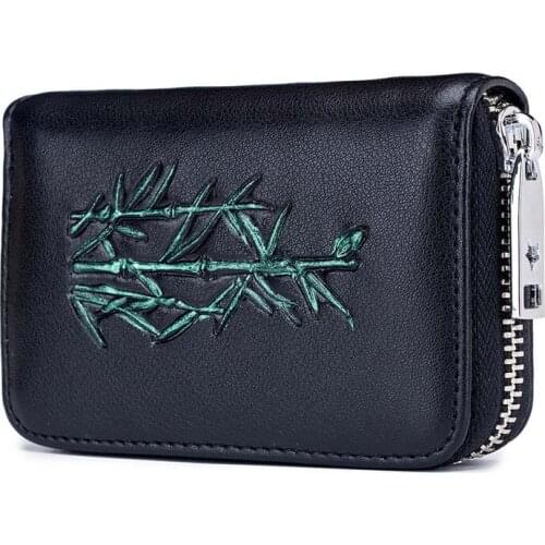 12PCS / LOT Chinese style bamboo card bag rfid zero money bag retro small wallet painted card holder