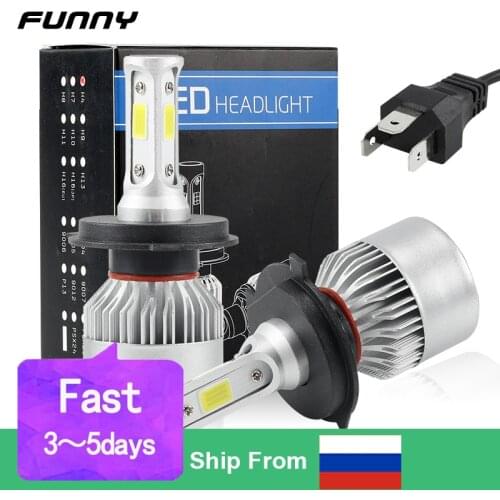2 PCS Car Headlight Bulbs LED S2 Car Light 6500K 10000LM 60W H1 H3 H4 H7 H8 H11 9005 9006 LED Fog Light 200M Lighting Range