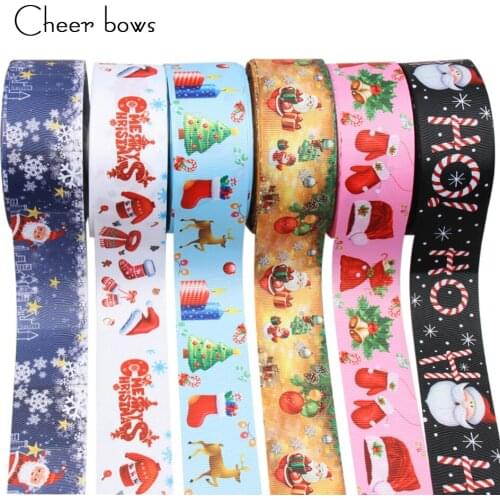 2Y/lot 75mm Christmas Grosgrain Ribbon Heat Transfer Deer HoHo Printed Ribbon Xmas Party Decor DIY Hairbow Making Accessories