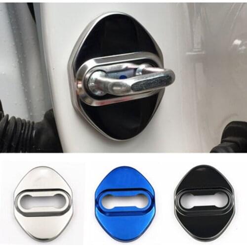 4PCS For Toyota RAV4 2019 2020 Car Styling Stainless Steel Door Lock Cover DIY Buckle Door Holder Protector Cover