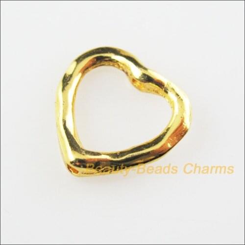 45Pcs Gold Color Heart Circle Spacer Beads Charms Frame 13.5mm