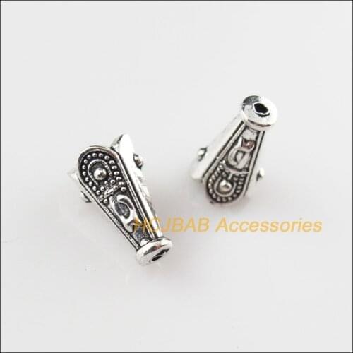 50Pcs Tibetan Silver Color Horn Flower Spacer Beads End Caps 7.5mm