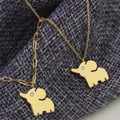 Aazuo Real Diamond 18K Yellow Gold Lovely Animal Elephant Pendent With Chain Bracelet Necklace gifted for Baby for Women Au750