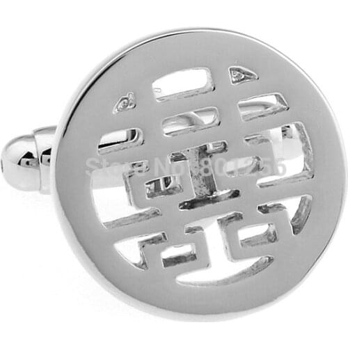 Promotion!! Character Cufflinks silver color novelty Chinese double happiness design copper material free shipping