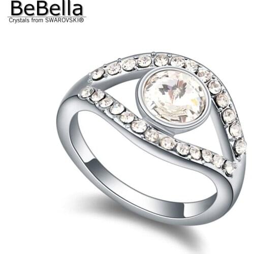 BeBella 6 colors round crystal finger ring for party made with Austrian Crystals from Swarovski for girls Christmas gift