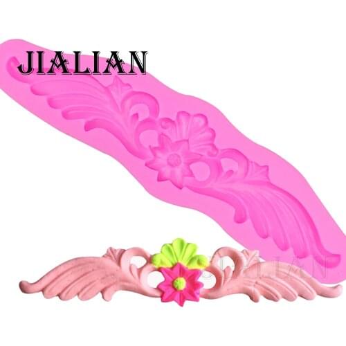 Free shipping Lace flower Vine leaves chocolate wedding cake decorating tools DIY baking fondant silicone mold T0322