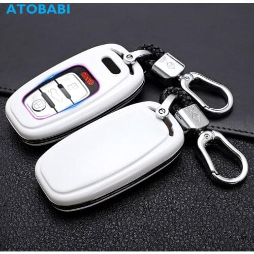 ATOBABI ABS Car Key Case For Audi A4 B8 A5 A6 A7 A8 Q5 8R Q7 E-tron Smart Keyless Entry Remote Control Fob Shell Protector Cover