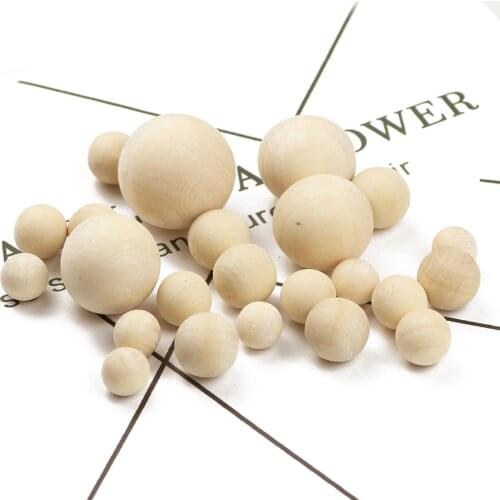 WLYeeS 8 to 40mm Natural Color Wooden Beads 100Pcs Eco-Friendly Round Nonporous wood Loose bead for DIY Jewelry Making Baby Toy