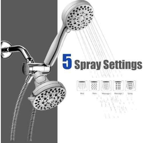 Dual Shower Head Between Overhead Shower And Handheld Sprays Stainless Steel Hose Set Handheld Shower Head Rain Showerhead Combo