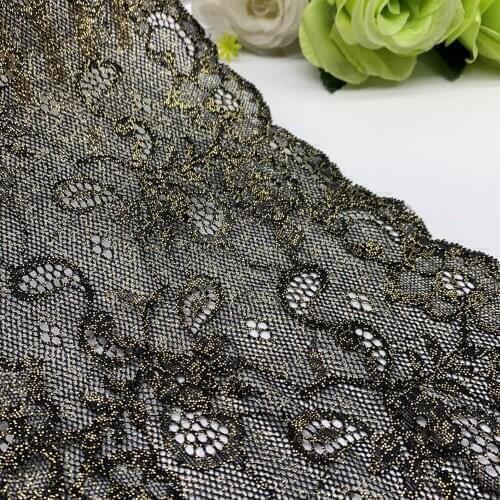 3y/lot Width 19.50cm Elastic Stretch Lace Trim Black Foil Skirt Hem For Dress Sewing Applique Costume Clothing Accessory Fabric