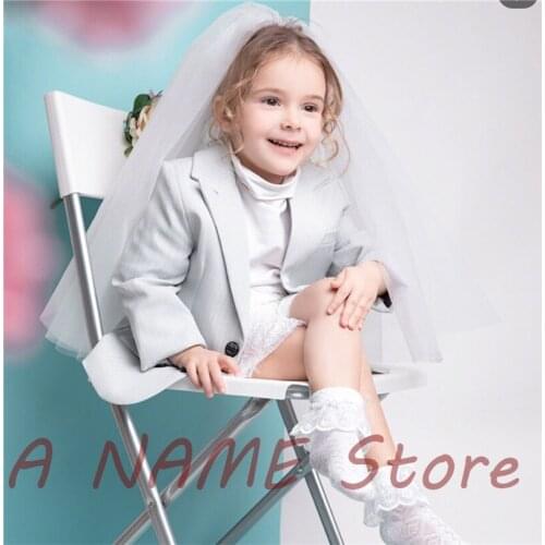 2 tiers White Ivory Tulle First communion Veils Wedding Flower Girl veil with comb Short Little girls kids veil Voile de fille