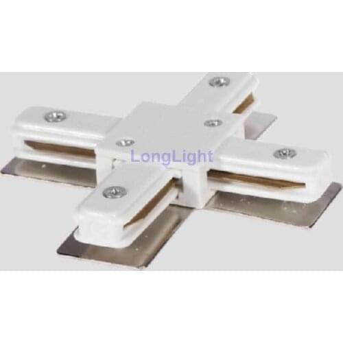 "+" shape rail connector,LED track light rail connectors,Two-wires fixture,Commercial track lighting fixtures,White,Black,Silver