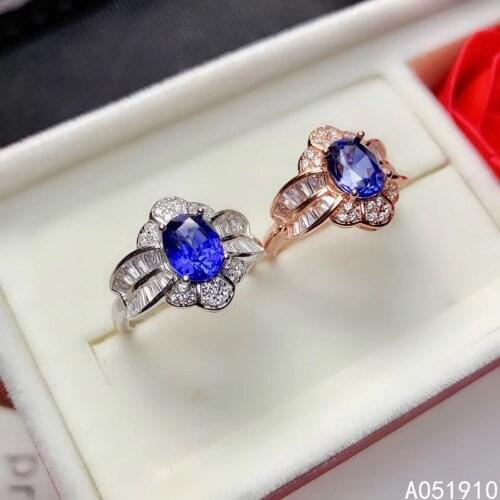 KJJEAXCMY boutique jewelry 925 sterling silver inlaid Natural sapphire gemstone ring female support detection exquisite popular