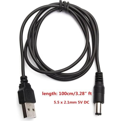 100cm Length Best Black USB Port 5V 5.5*2.1mm DC Barrel Power Cable Connector For Small Electronics Devices usb extension cable