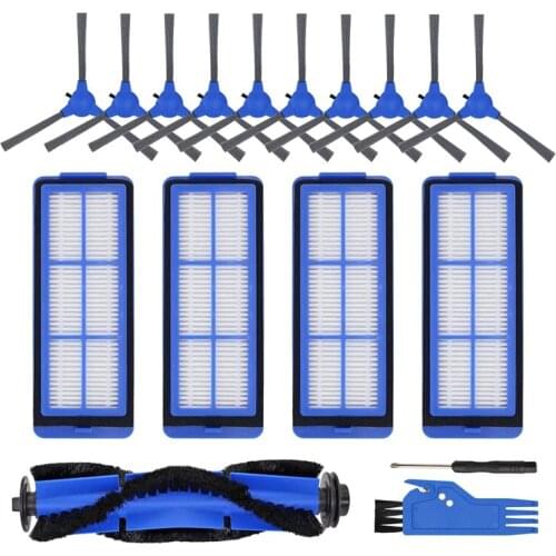 Kit for Eufy RoboVac 11S Max RoboVac 15C Max 30C Max Robot Vacuum Cleaner, 10 Side Brushes, 4 Filters, 1 Roller Brush