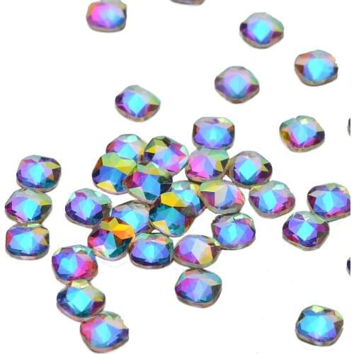 30pcs Fat Square Shape 6*6mm Crystal AB Flat Back Fancy Nail Art Crystal Rhinestones For Wedding Personality Design Beads