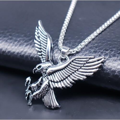 Fashion wings ferocious eagle metal pendant necklace birds animal charm mens hiphop stainless steel necklaces