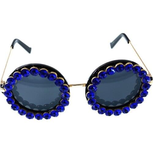 Fashion Women Round Crystals Sunglasses Brand Designer Luxury Rhinestone Sun Glasses High Quality Shades Oculos For Women Gift