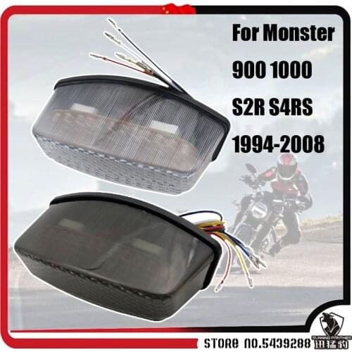 Motorcycle LED TailLights Brake Tail Lights with Integrated Turn Signals Indicators Smoke for Ducati 1994-2008 Monster