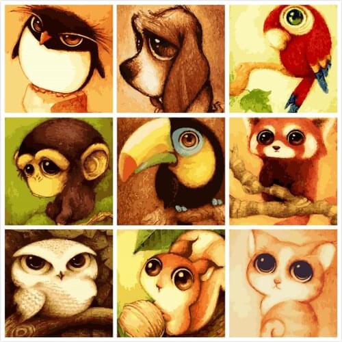 Cartoon Animals Painting By Numbers For Kids Kits Hand Painted Decor Drawing Canvas DIY Oil Coloring Paint Pictures By Numbers