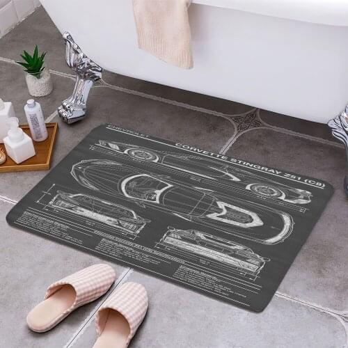 Corvette Stingray C8 Z51 Carpet Areas Rug Non-slip Floor Mat Rug 3D Printing Living Room Bedroom Door Mat Home Decoration