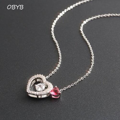 New Fashion Crystal Necklace For Women Inlaid Cubic Zircon Stone Heart-shaped Retro Pendant Necklace High Quality Jewelry Gift