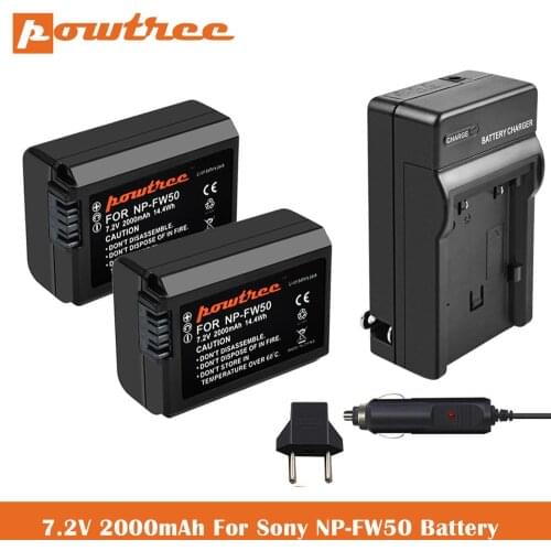 NP-FW50 Camera Battery+Charger for Sony A6000, A6500, A6300, A7, A7II, A7RII, A7SII, A7S, A7S2, A7R, A7R2, A5100, RX10 Accessori