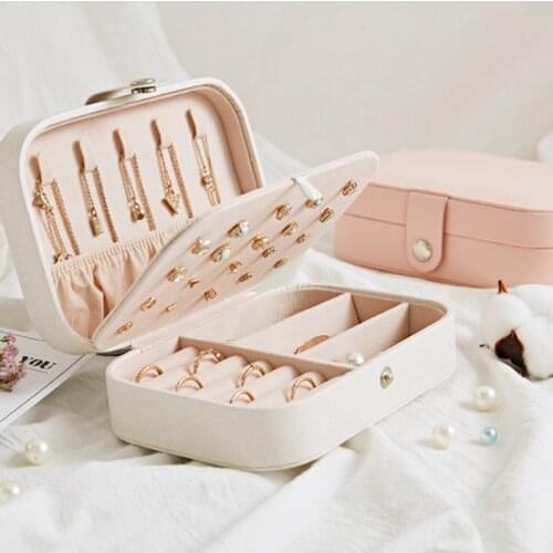 Jewelry Organizer Display Travel Jewelry Case Boxes Portable Jewelry Box Button Leather Storage Zipper Jewelers 2021