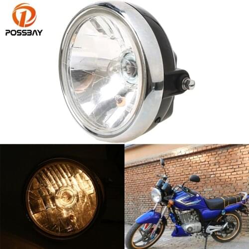 POSSBAY 6.9'' Motorcycle Headlight Phare Moto Round Light Cafe Racer Universal for Honda Yamaha Harley Suzuki EN125 Front Lamp