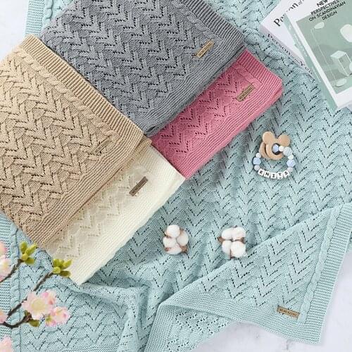 Baby Blanket Knitted Plaid Newborn Girls Boys Stroller Wrap Swaddle Solid Infant Bed Sofa Crib Cradle Quilts Super Soft 100*80CM