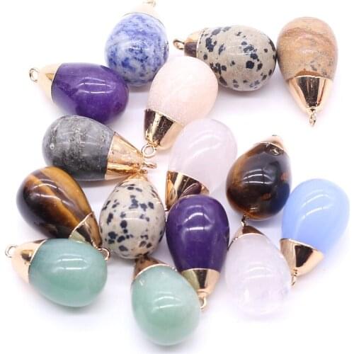 Natural Crystal Stone Pendants Exquisite Waterdrop Shape Agates Amethysts Stone Charms for Jewelry Making Necklace Bracelet Gift