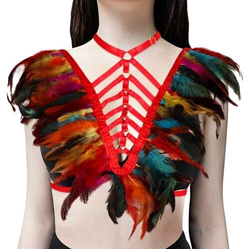 Feather Garter Belt Harajuku Erotic Lingerie Bdsm Sexy Costumes Womens Underwear Body Harness Bondage Stockings Cosplay Wear