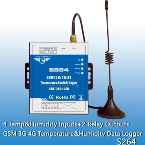 Registrador de datos de humedad y temperatura inalámbrico 3G 4G LTE, sistema de monitoreo remoto, adquisición de datos RTU S264
