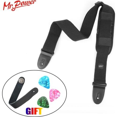 Adjustable Guitar Strap with a Picks Holders PU Leather Ends And Comfortable Shoulder Pad For Electric Acoustic Guitar Bass