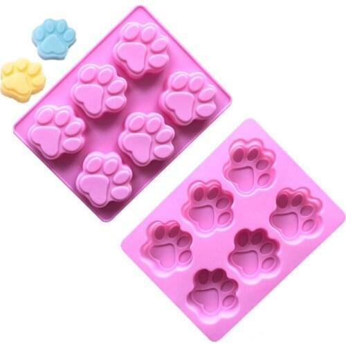 Cute Paw Silicone Cake Molds Handmade Soap Making Tools Cat Feet Cake Chocolate Mould 6 Cavity Candle Jelly Pudding Soap Moulds