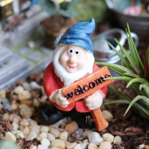 FairyCome Fairy Garden Tiny Gnome Fairies Welcome Sign Fairy Elves Pixie Miniature Garden Resin Figurine Figure Statue Ornaments