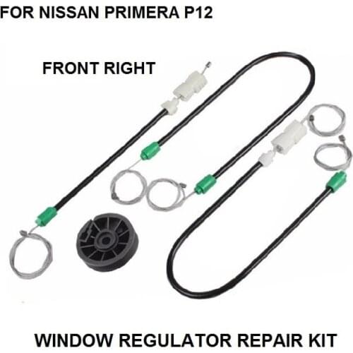 WINDOW REGULATOR REPAIR CABLES AND ROLLER FOR NISSAN PRIMERA P12 FRONT-RIGHT 2002-2015