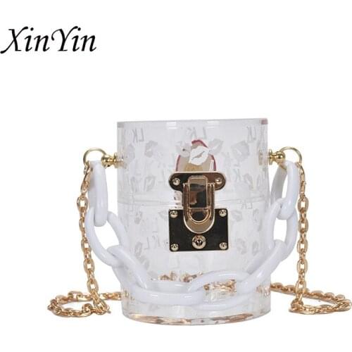 Fashion clear purses handbags women transparent bag small round clutch girl mini crossbody bags 2020 beach obag sac femme tassen