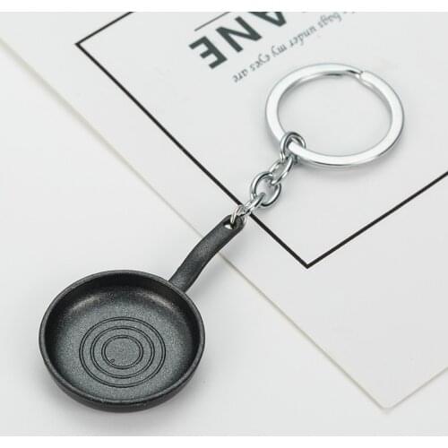 SUTEYI Fashion creative gift Key Ring Key Chain Long chain Round shape Frying pan Keychain cars Keyrings for men Wholesale