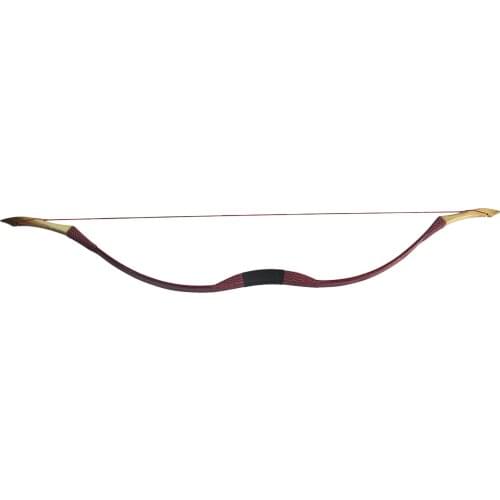 Taditional Handmade Longbow Recurve Archery Hunting Dark Red Leather Bow Outdoor Sport