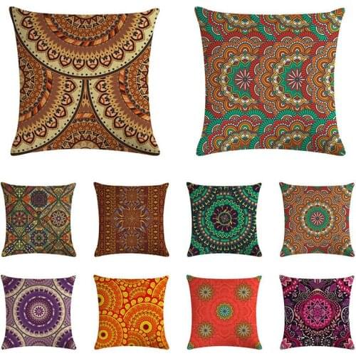 Woven Linen Geometric Cushion Cover Sofa Car Throw Pillow Bohemia Color Printing Style SIZE 45*45 Pattern Pillowcase NEW ZY1109